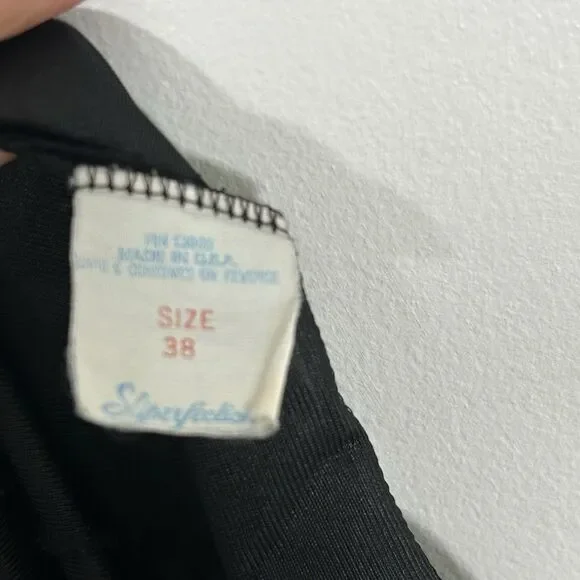 Vintage Sliperfection Slip Dress Size 38 Black Lace Trim Adjustable Straps Sexy - Picture 9 of 11